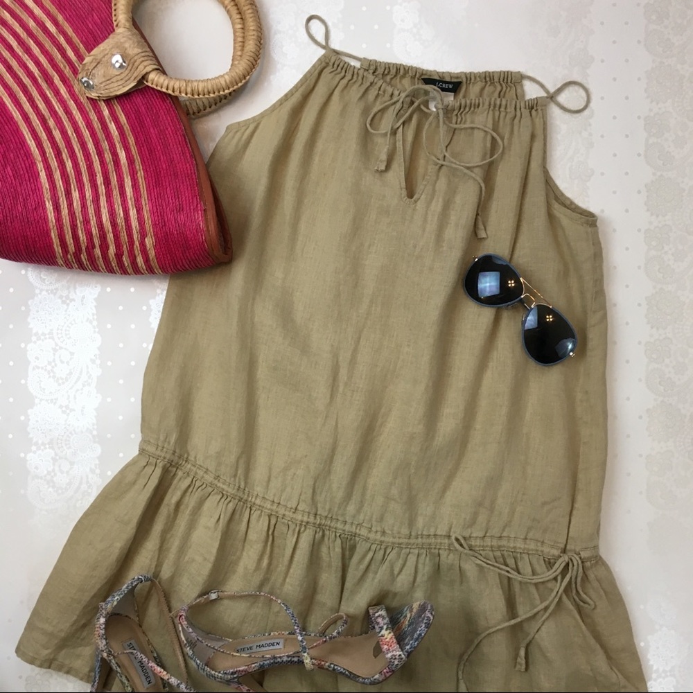 J Crew Beige Essential Linen Boho Dress Size S - Picture 1 of 5